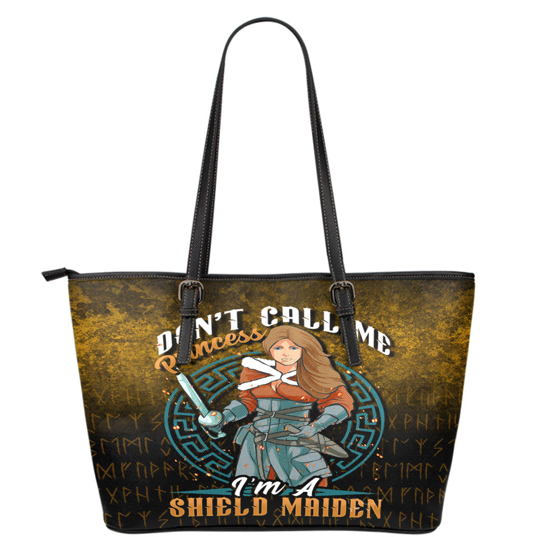 Viking Leather Tote Im A Shield Maiden Leather Tote RLT12 - Wonder Print Shop