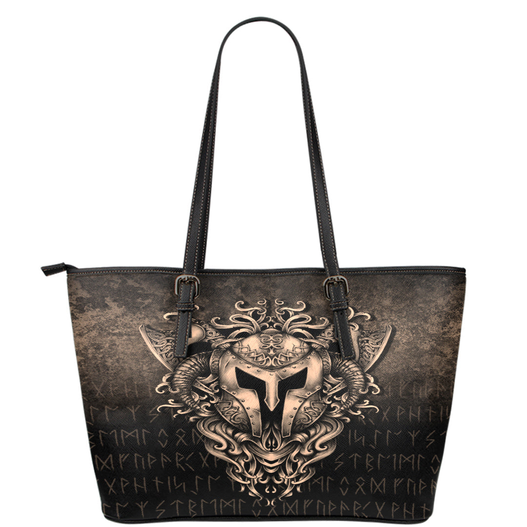 Viking Leather Tote The Armor Of Viking Gold Version Leather Tote RLT12 - Wonder Print Shop