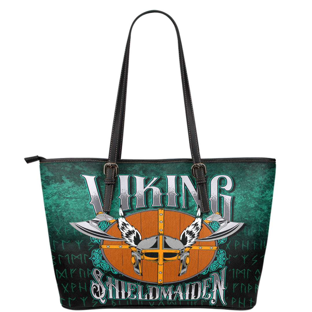 Viking Leather Tote Viking Shield Maiden Leather Tote RLT12 - Wonder Print Shop