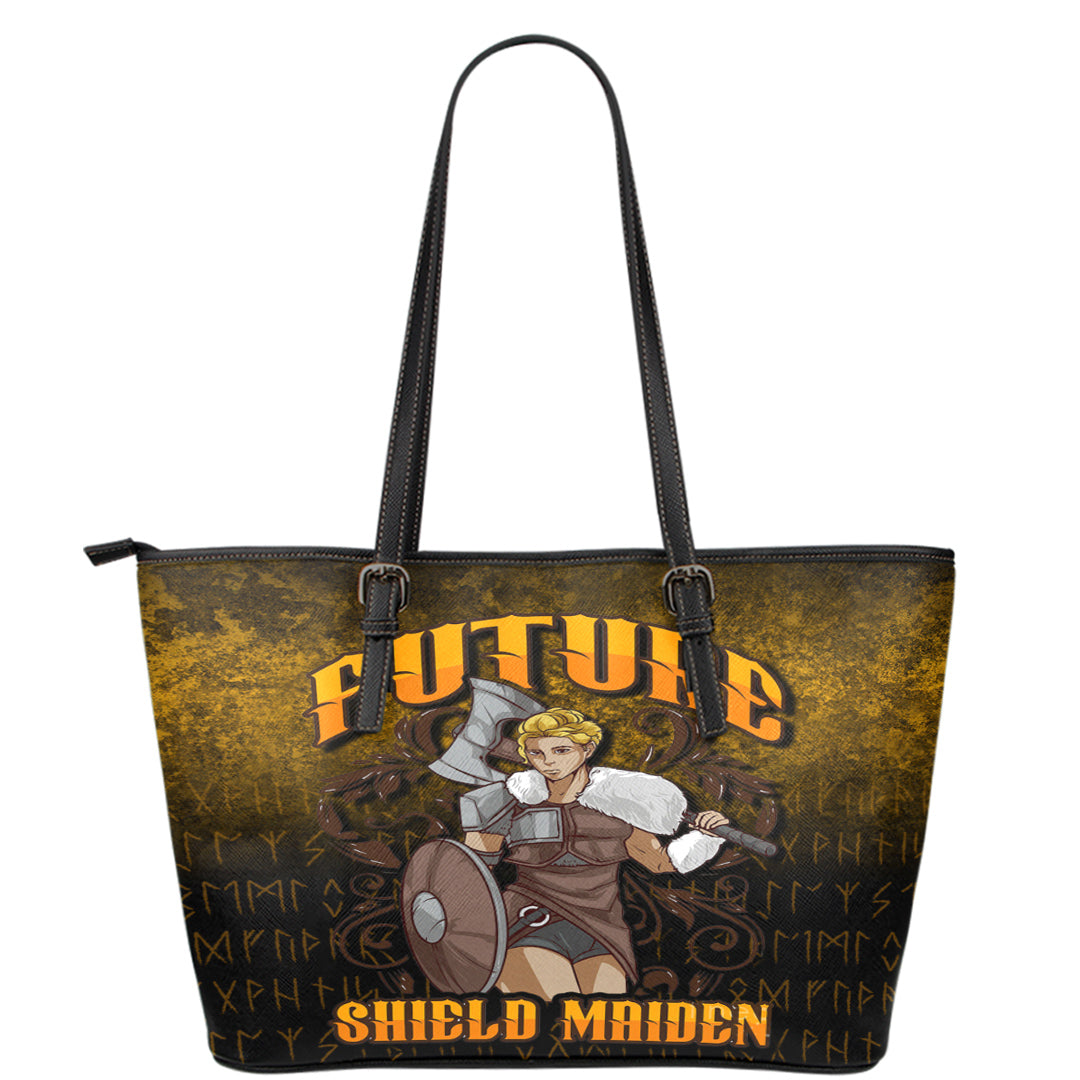Viking Leather Tote Viking Future Shield Maiden Leather Tote RLT12 - Wonder Print Shop