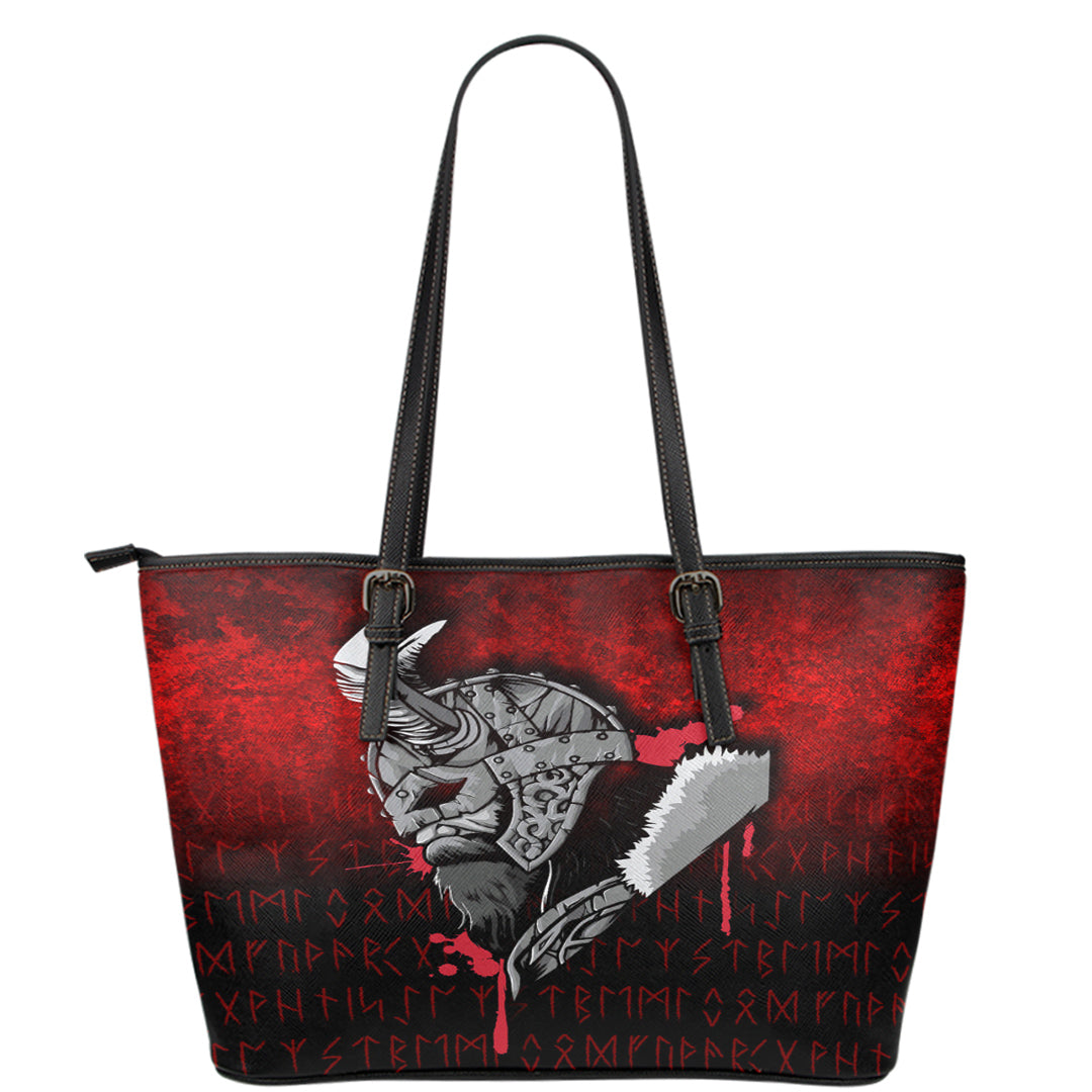 Viking Leather Tote Viking Nordic Odin Leather Tote RLT12 - Wonder Print Shop