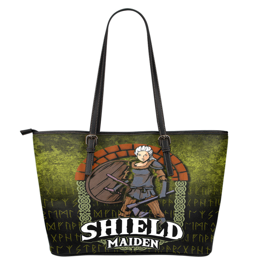 Viking Leather Tote Shield Maiden Leather Tote RLT12 - Wonder Print Shop