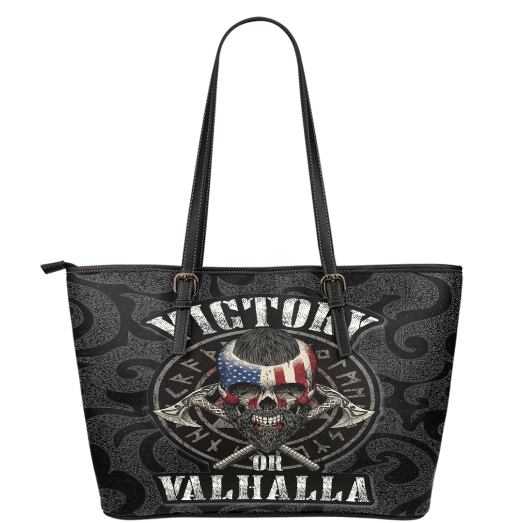 Viking Leather Tote Victory or Valhalla Special Version Leather Tote RLT12 - Wonder Print Shop