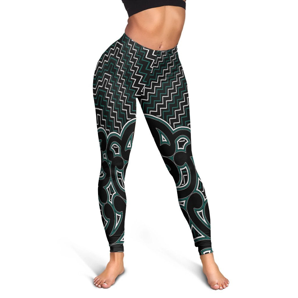 new-zealand-womens-leggings-maori-graphic-tee-patterns-green
