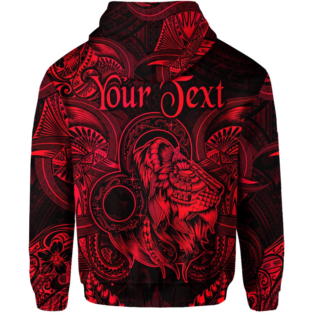 Custom Leo Zodiac Polynesian Zip Hoodie Unique Style Red LT8 - Wonder Print Shop