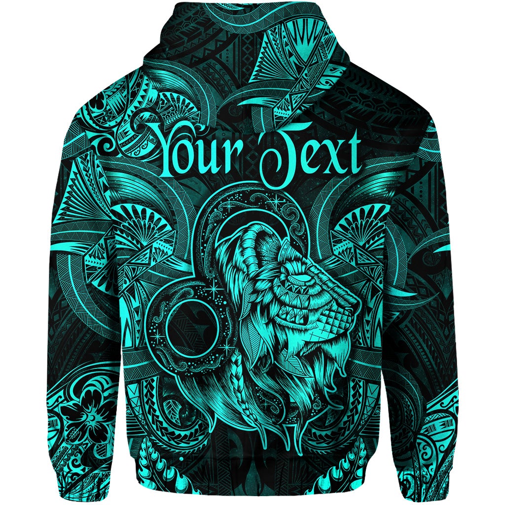 Custom Leo Zodiac Polynesian Zip Hoodie Unique Style Turquoise LT8 - Wonder Print Shop