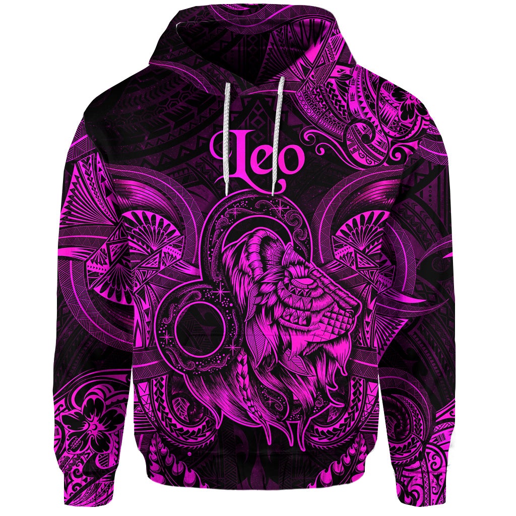 Custom Leo Zodiac Polynesian Hoodie Unique Style Pink LT8 - Wonder Print Shop