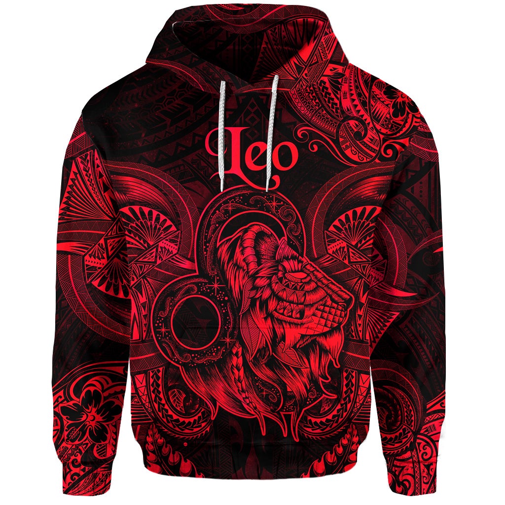 Custom Leo Zodiac Polynesian Hoodie Unique Style Red LT8 - Wonder Print Shop