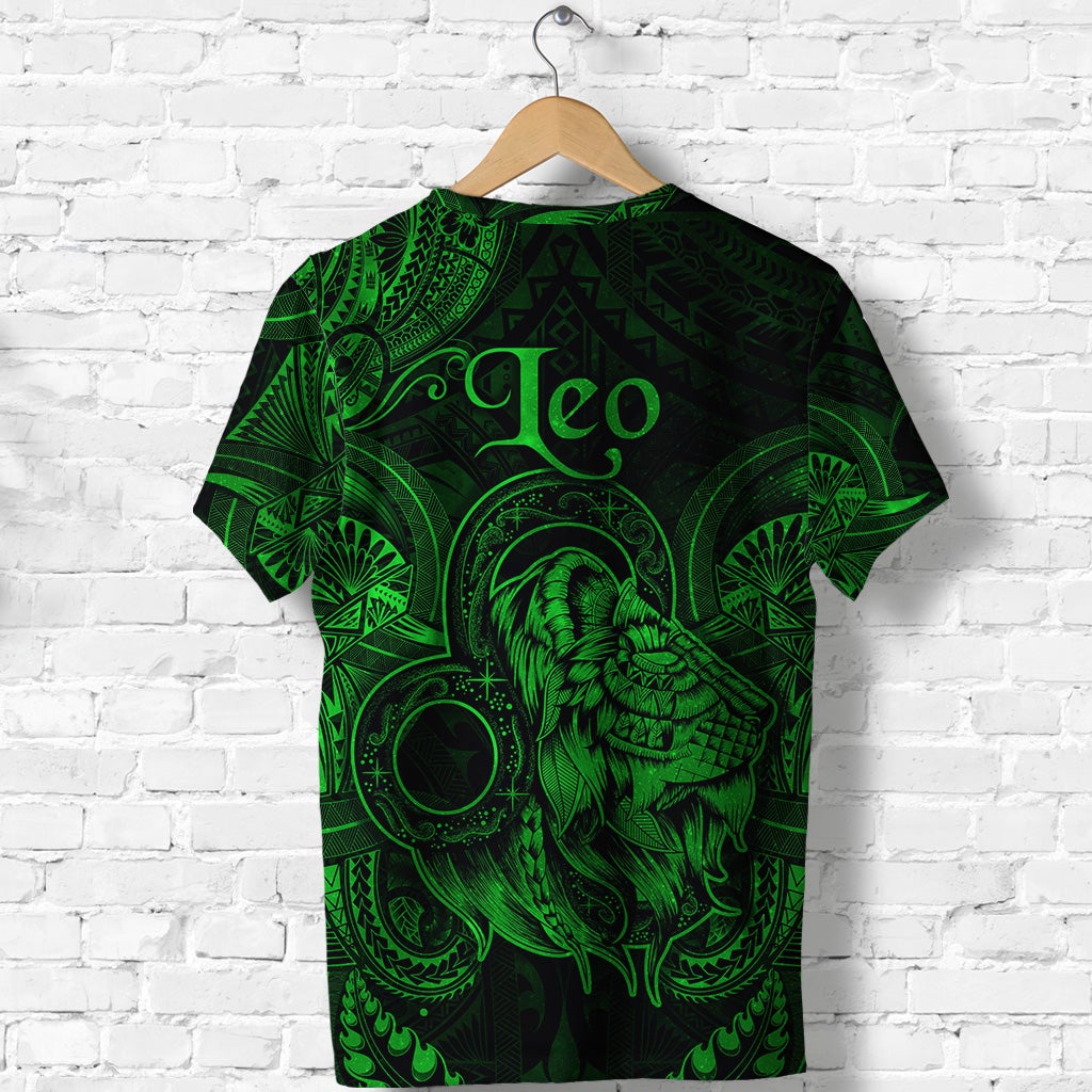 Leo Zodiac Polynesian T Shirt Unique Style Green LT8 - Wonder Print Shop
