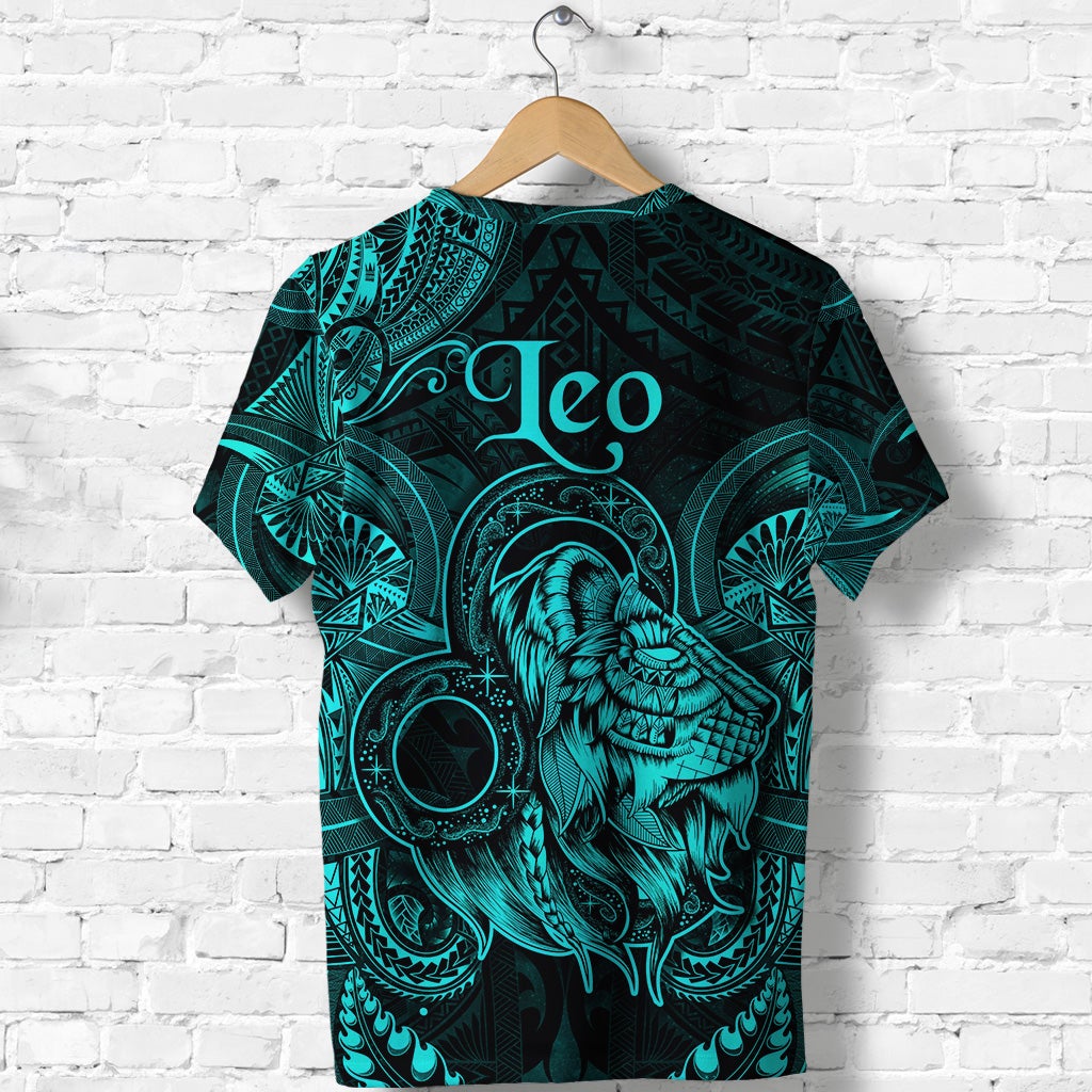 Leo Zodiac Polynesian T Shirt Unique Style Turquoise LT8 - Wonder Print Shop