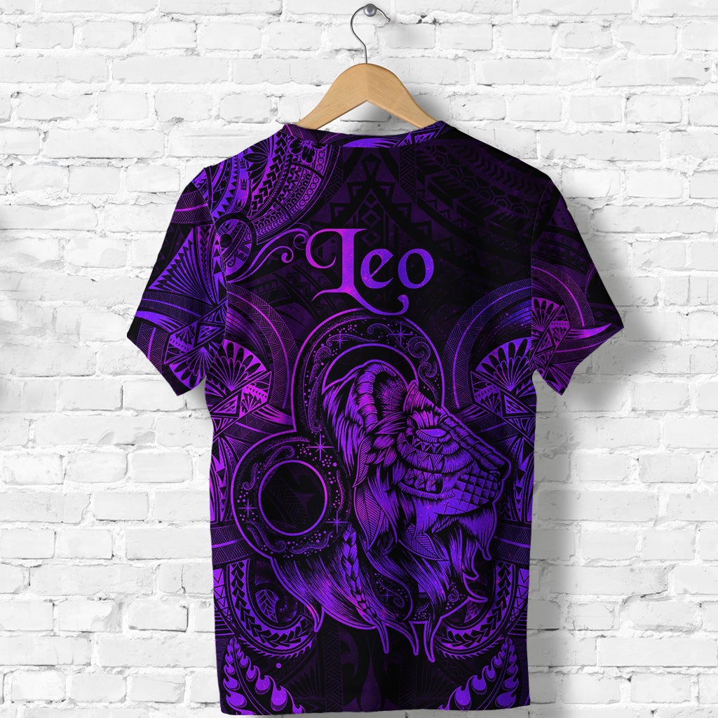 Leo Zodiac Polynesian T Shirt Unique Style Purple LT8 - Wonder Print Shop