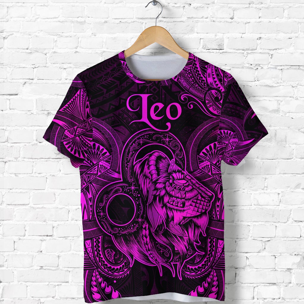 Custom Leo Zodiac Polynesian T Shirt Unique Style Pink LT8 - Wonder Print Shop