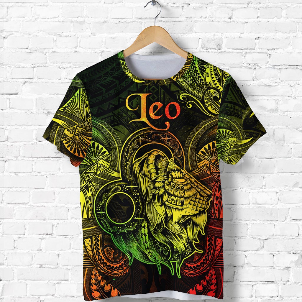 Custom Leo Zodiac Polynesian T Shirt Unique Style Reggae LT8 - Wonder Print Shop