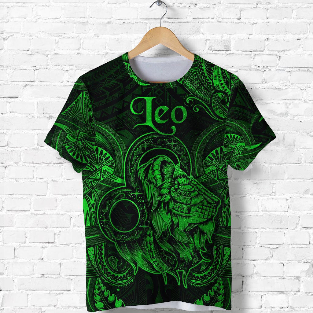 Leo Zodiac Polynesian T Shirt Unique Style Green LT8 - Wonder Print Shop