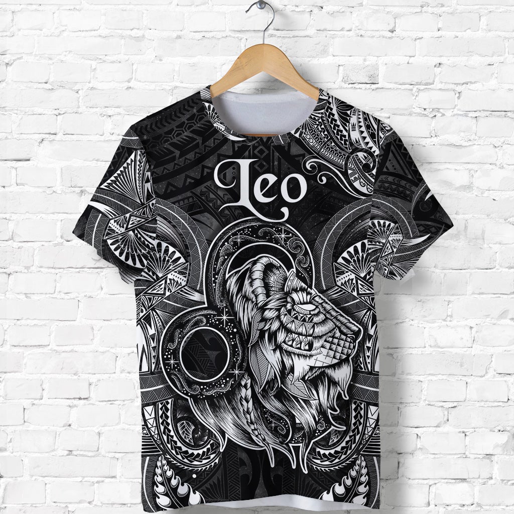 Custom Leo Zodiac Polynesian T Shirt Unique Style Black LT8 - Wonder Print Shop
