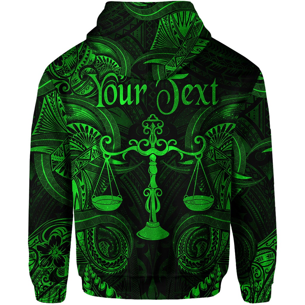 Custom Libra Zodiac Polynesian Hoodie Unique Style Green LT8 - Wonder Print Shop