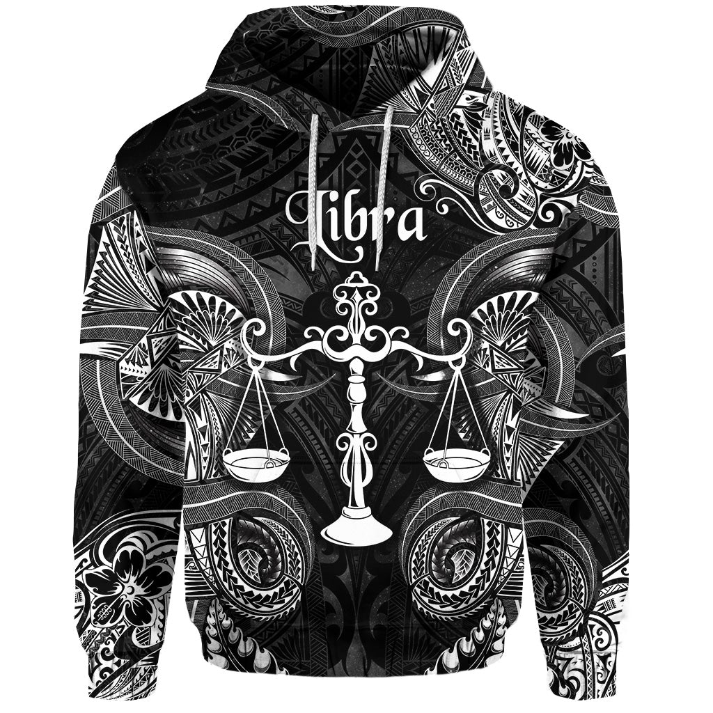 Custom Libra Zodiac Polynesian Hoodie Unique Style Black LT8 - Wonder Print Shop