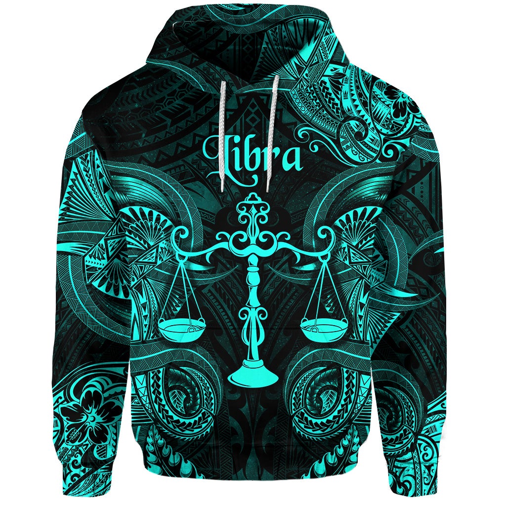 Custom Libra Zodiac Polynesian Hoodie Unique Style Turquoise LT8 - Wonder Print Shop
