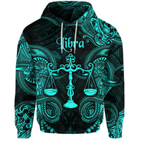 Custom Libra Zodiac Polynesian Hoodie Unique Style Turquoise LT8 - Wonder Print Shop