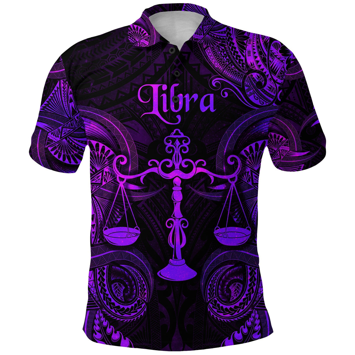 Custom Libra Zodiac Polynesian Polo Shirt Unique Style Purple LT8 - Wonder Print Shop