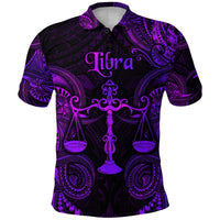 Custom Libra Zodiac Polynesian Polo Shirt Unique Style Purple LT8 - Wonder Print Shop