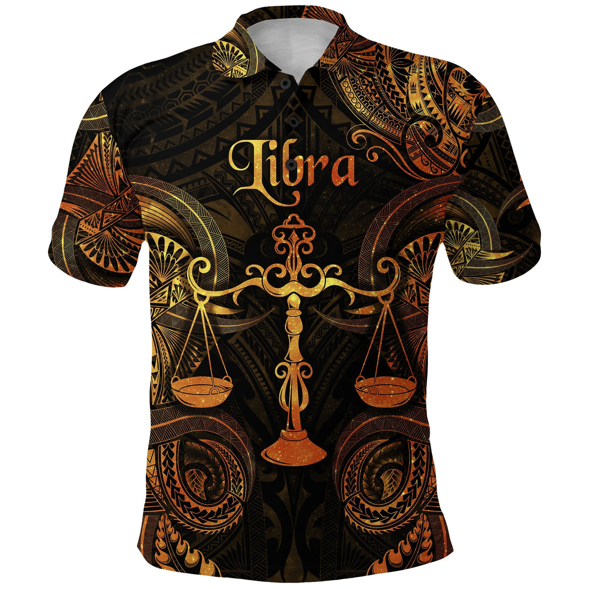Custom Libra Zodiac Polynesian Polo Shirt Unique Style Gold LT8 - Wonder Print Shop