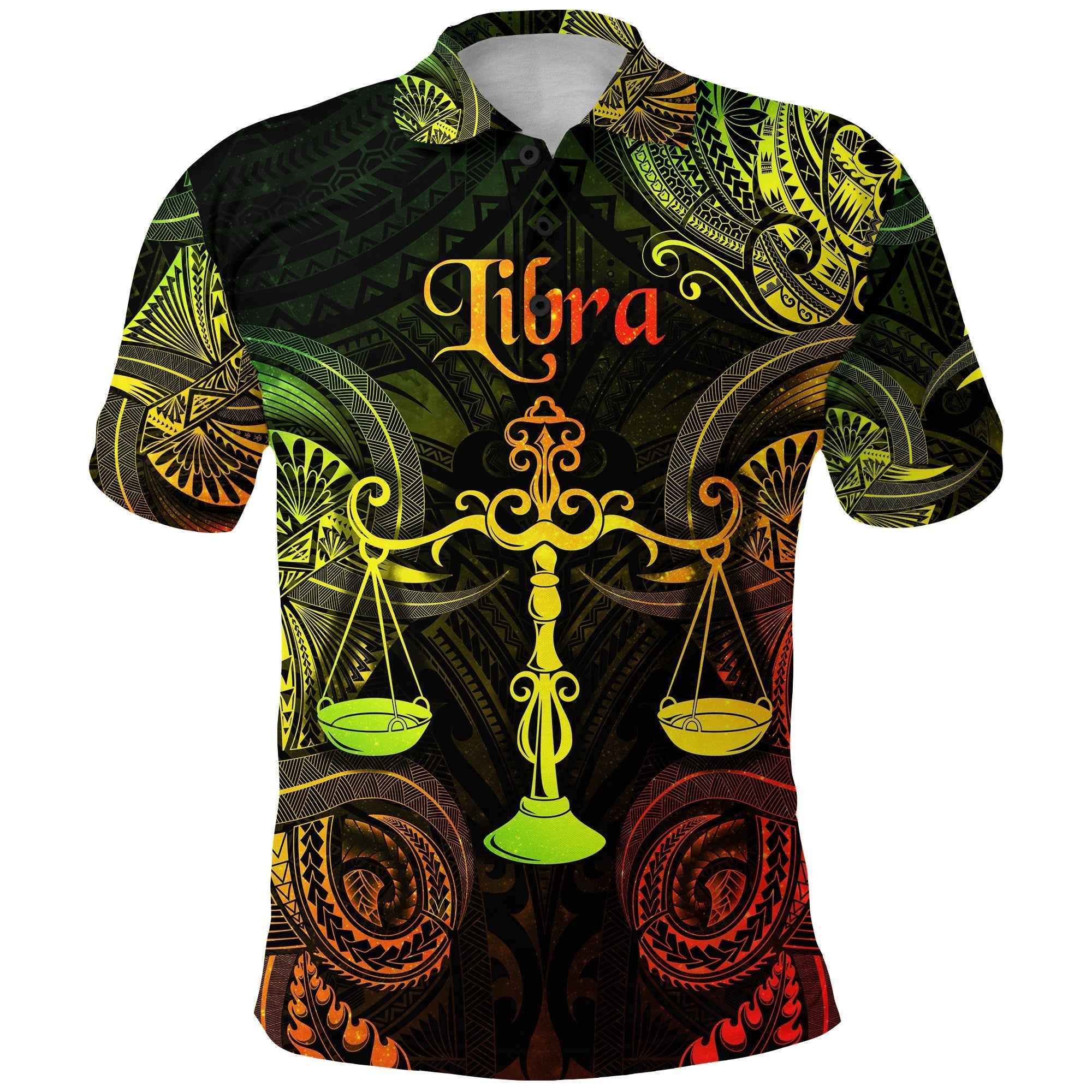 Custom Libra Zodiac Polynesian Polo Shirt Unique Style Reggae LT8 - Wonder Print Shop