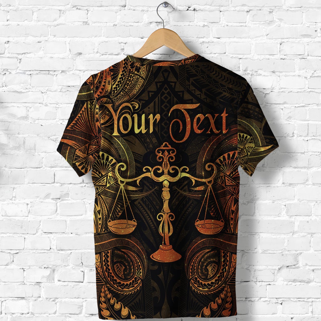 Custom Libra Zodiac Polynesian T Shirt Unique Style Gold LT8 - Wonder Print Shop