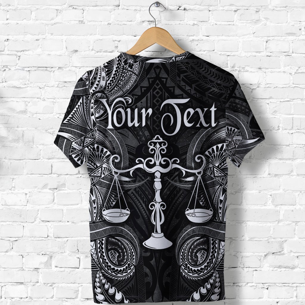 Custom Libra Zodiac Polynesian T Shirt Unique Style Black LT8 - Wonder Print Shop