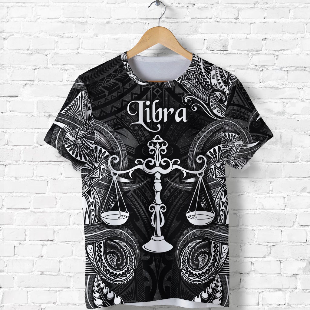 Custom Libra Zodiac Polynesian T Shirt Unique Style Black LT8 - Wonder Print Shop