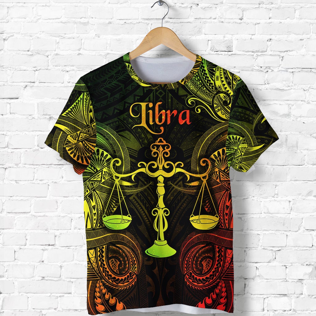 Custom Libra Zodiac Polynesian T Shirt Unique Style Reggae LT8 - Wonder Print Shop