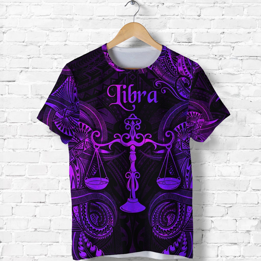 Custom Libra Zodiac Polynesian T Shirt Unique Style Purple LT8 - Wonder Print Shop