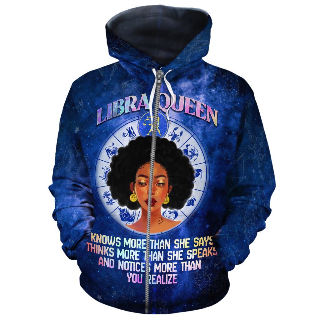 African Hoodie Libra Queen Fleece Zip Hoodie - Wonder Print Shop