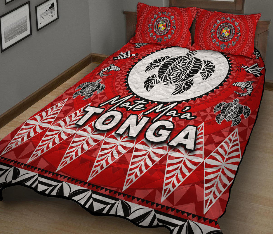 Mate Ma'a Tonga Ngatu Fonu Rugby Quilt Bed Set LT6 - Wonder Print Shop