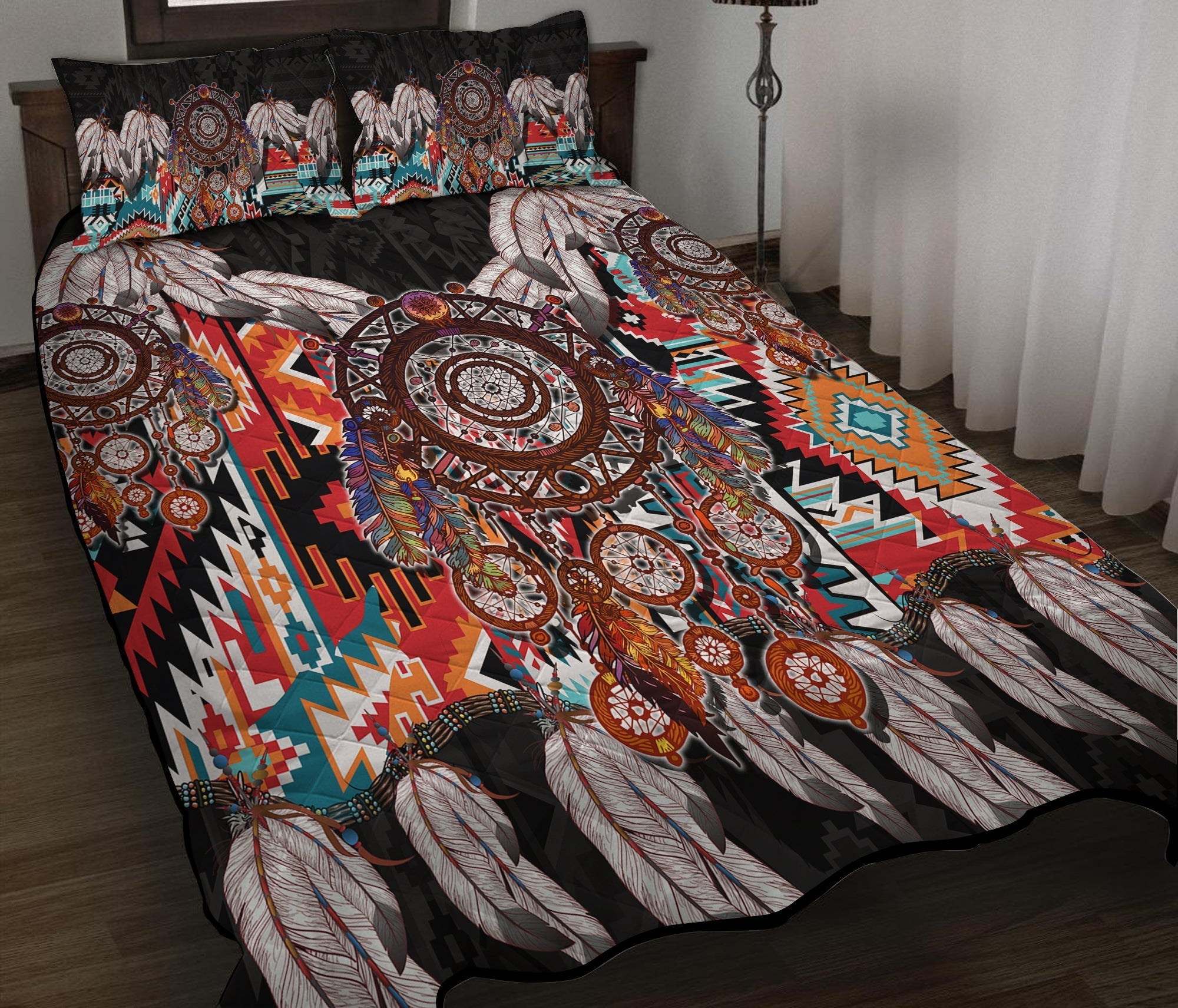 Native American Quilt Bed Set Native Patterns Dreamcatcher LT6 - Wonder Print Shop