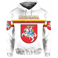 Lithuania Hoodie Coat Of Arms Lietuva Flag Style White LT8 - Wonder Print Shop