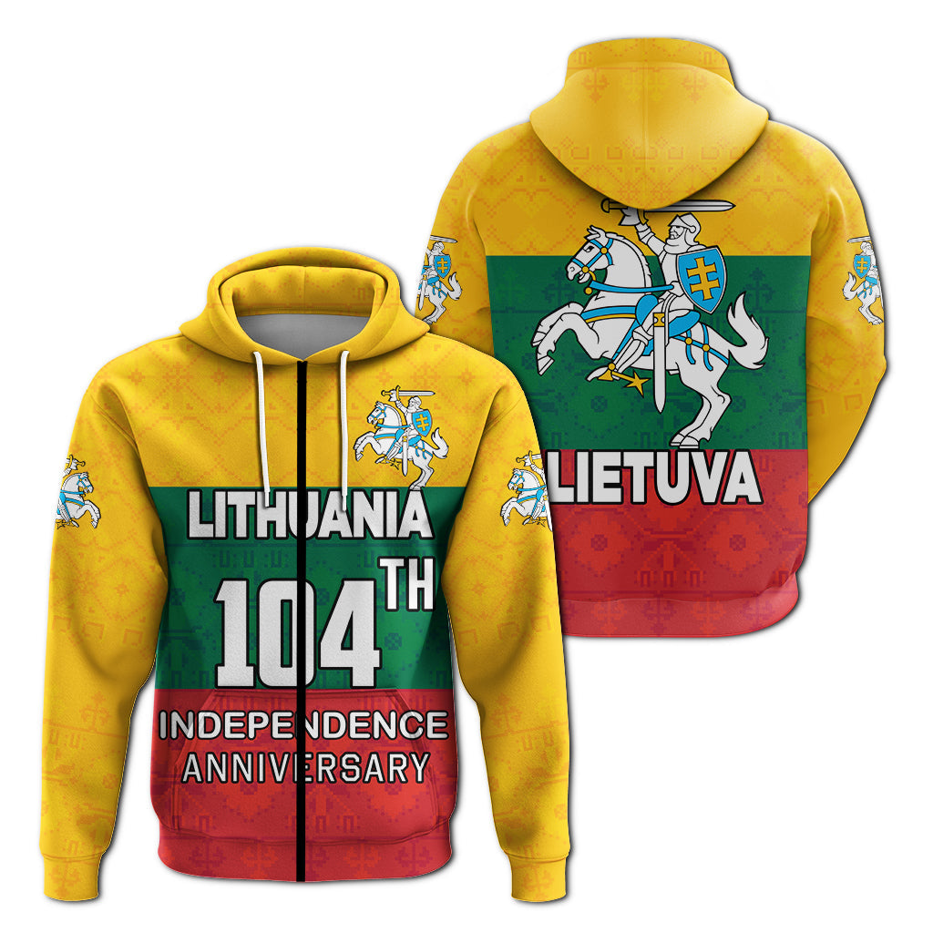 Lithuania 104th Independence Anniversary Zip Hoodie LT4 - Wonder Print Shop