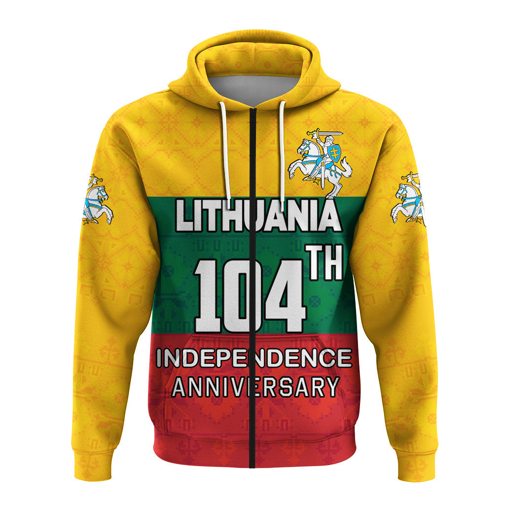 Lithuania 104th Independence Anniversary Zip Hoodie LT4 - Wonder Print Shop