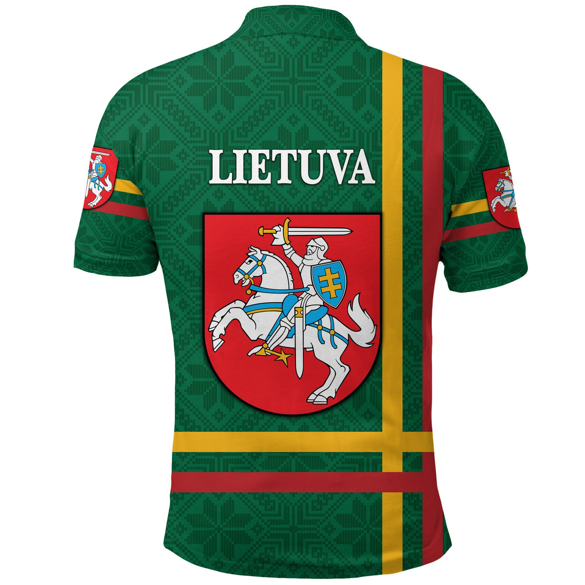 Lithuania Polo Shirt Coat Of Arms Lietuva Flag Style Green LT8 - Wonder Print Shop