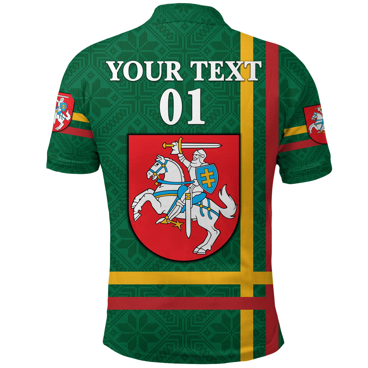 Custom Lithuania Polo Shirt Coat Of Arms Lietuva Flag Style Green LT8 - Wonder Print Shop