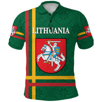 Custom Lithuania Polo Shirt Coat Of Arms Lietuva Flag Style Green LT8 - Wonder Print Shop