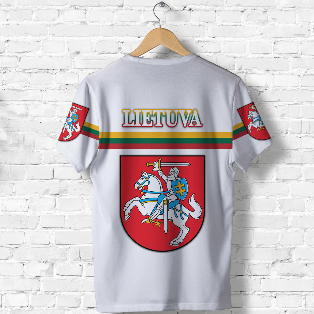Lithuania T Shirt Coat Of Arms Lietuva Flag Style White LT8 - Wonder Print Shop