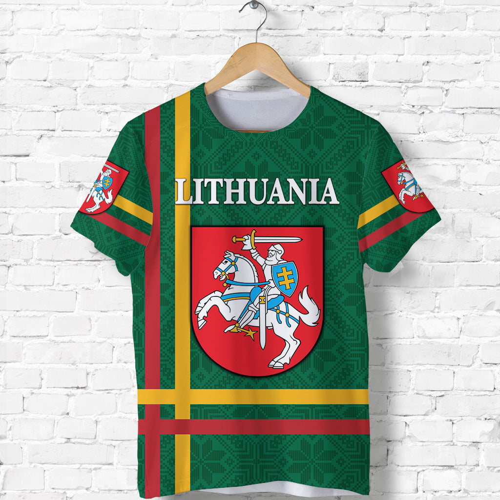 Custom Lithuania T Shirt Coat Of Arms Lietuva Flag Style Green LT8 - Wonder Print Shop