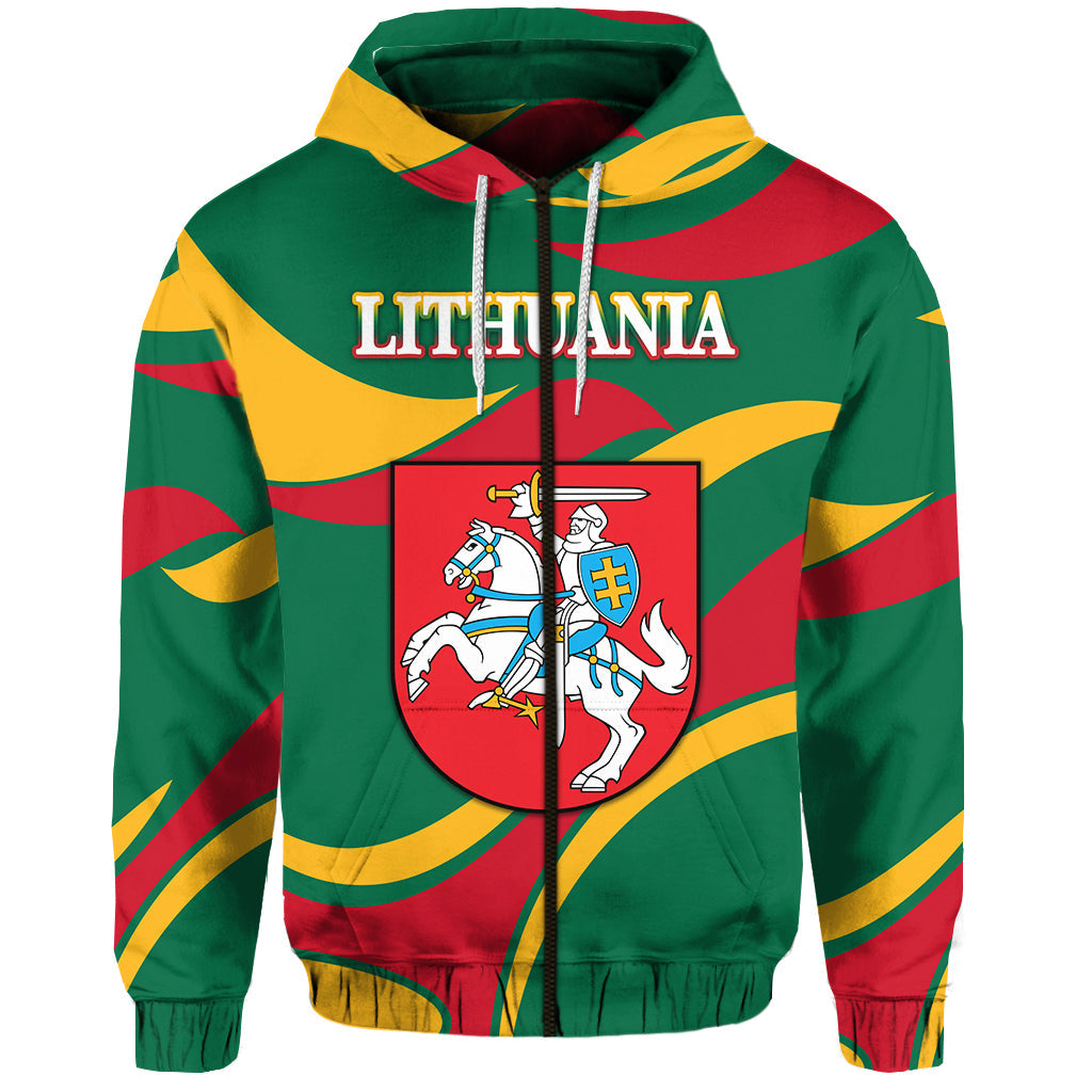 Custom Lithuania Zip Hoodie Coat Of Arms Lietuva Sporty Style LT8 - Wonder Print Shop