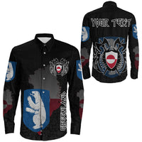 (Custom) Viking - Greenland Flag and Map Long Sleeve Button Shirt style Viking Geri and Freki RLT12 - Wonder Print Shop