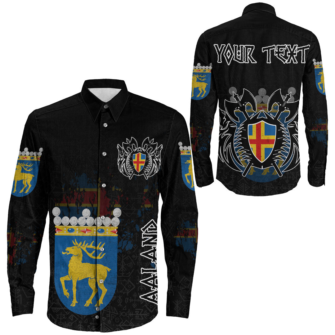 (Custom) Viking - land Flag and Map Long Sleeve Button Shirt style Viking Geri and Freki RLT12 - Wonder Print Shop