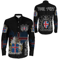 (Custom) Viking - Iceland Flag and Map Long Sleeve Button Shirt style Viking Geri and Freki RLT12 - Wonder Print Shop