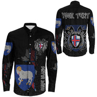 (Custom) Viking - Faroe Islands Flag and Map Long Sleeve Button Shirt style Viking Geri and Freki RLT12 - Wonder Print Shop
