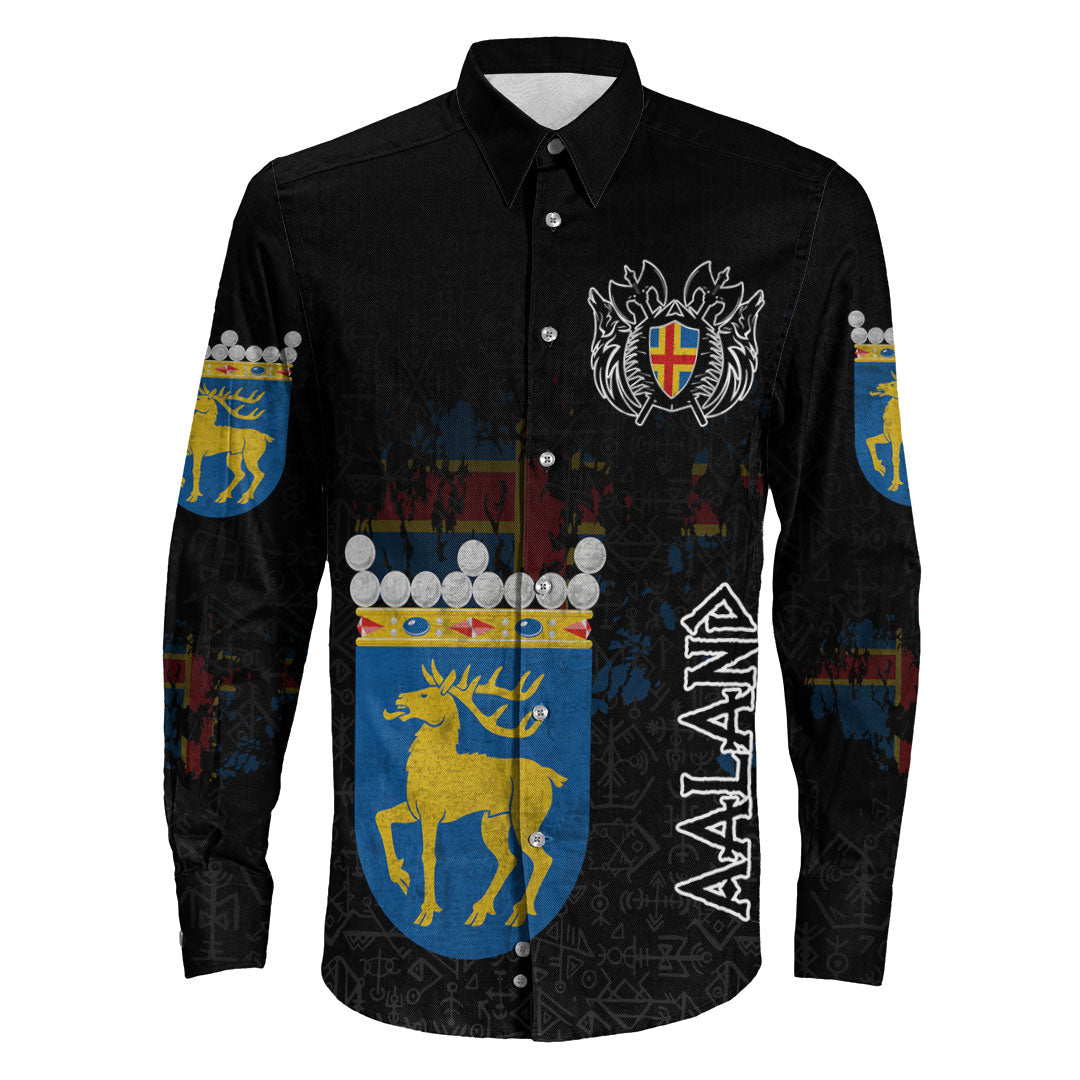 (Custom) Viking - land Flag and Map Long Sleeve Button Shirt style Viking Geri and Freki RLT12 - Wonder Print Shop