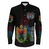(Custom) Viking - Karelia Flag and Map Long Sleeve Button Shirt style Viking Geri and Freki RLT12 - Wonder Print Shop